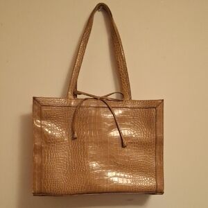 Liz Claiborne Tan Croc-Embossed Tote